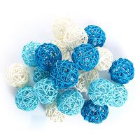 Тайская гирлянда из ротанговых шариков голубая / Lightening balls rattan blue 20 шариков