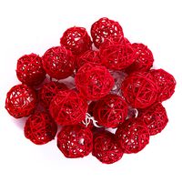 Тайская гирлянда из ротанговых шариков красная / Lightening balls rattan red