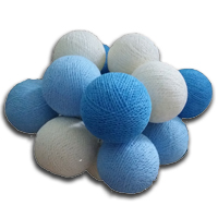 Тайская гирлянда с шариками(Большие!- спец.заказ для нашего магазина) в голубой гамме 20 шариков / Lightening balls blue-white