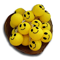 Тайская гирлянда «Смайлики» из хлопковых нитей 3,5 м 20 смайликов / Lightening balls Smiley 3,5 м