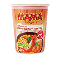 Лапша быстрого приготовления со вкусом сливочно-креветочного супа Том Ям от MAMA в стаканчике 42 гр / MAMA Noodles Cup Shrimp Creamy Tom Yum Flavor 42 gr