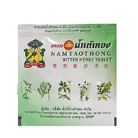 Травяные таблетки против простуды, температуры, интоксикации Bitter Herbs от Namtaothong 4 шт / Namtaothong Bitter Herbs 4 tabs