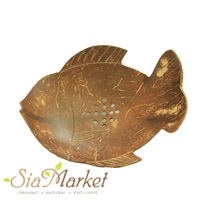 Мыльница из кокосового ореха ручной работы (рыба) 12*10 см