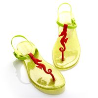 Сандалии Zhoelala Seahorse (салатовый с шиммером+красный+салатовый) / Zhoelala Seahorse (light green shimmer+red+light green)