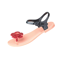 Сандалии Jelly Flower (телесно-розовый, черный, красный) / Zhoelala Jelly Flower nude-red-black