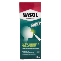 Сосудосуживающий спрей при насморке / Nasol Nebuliser Spray For The Treatment Of Nasal Congestion 15 ml