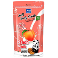 Yoko Соль-скраб для тела на основе скорлупы грецкого ореха с экстрактом персика и молока, 350 гр / Yoko Gold Salt Body Scrub Peach Milk 350 g