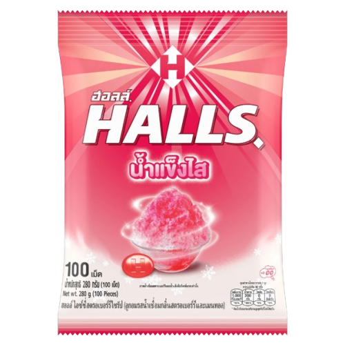 Halls Icy Strawberry Syrup And Menthol Candy 280 g 100 pcs
